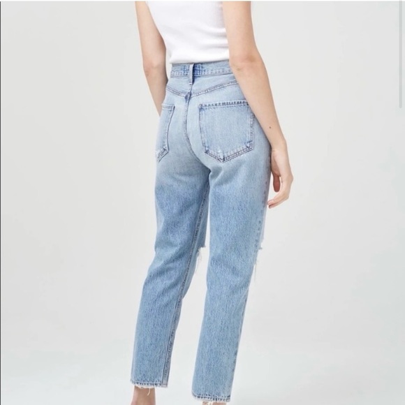 AGOLDE Riley High Rise Crop Distressed buttonfly Jeans 29 - Picture 3 of 10
